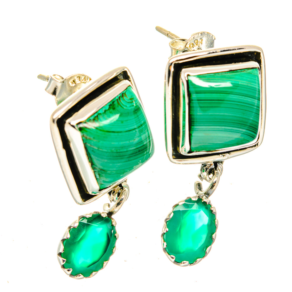 Malachite, Green Onyx Earrings handcrafted by Anasilvercos - EARR428559 - Photo 2