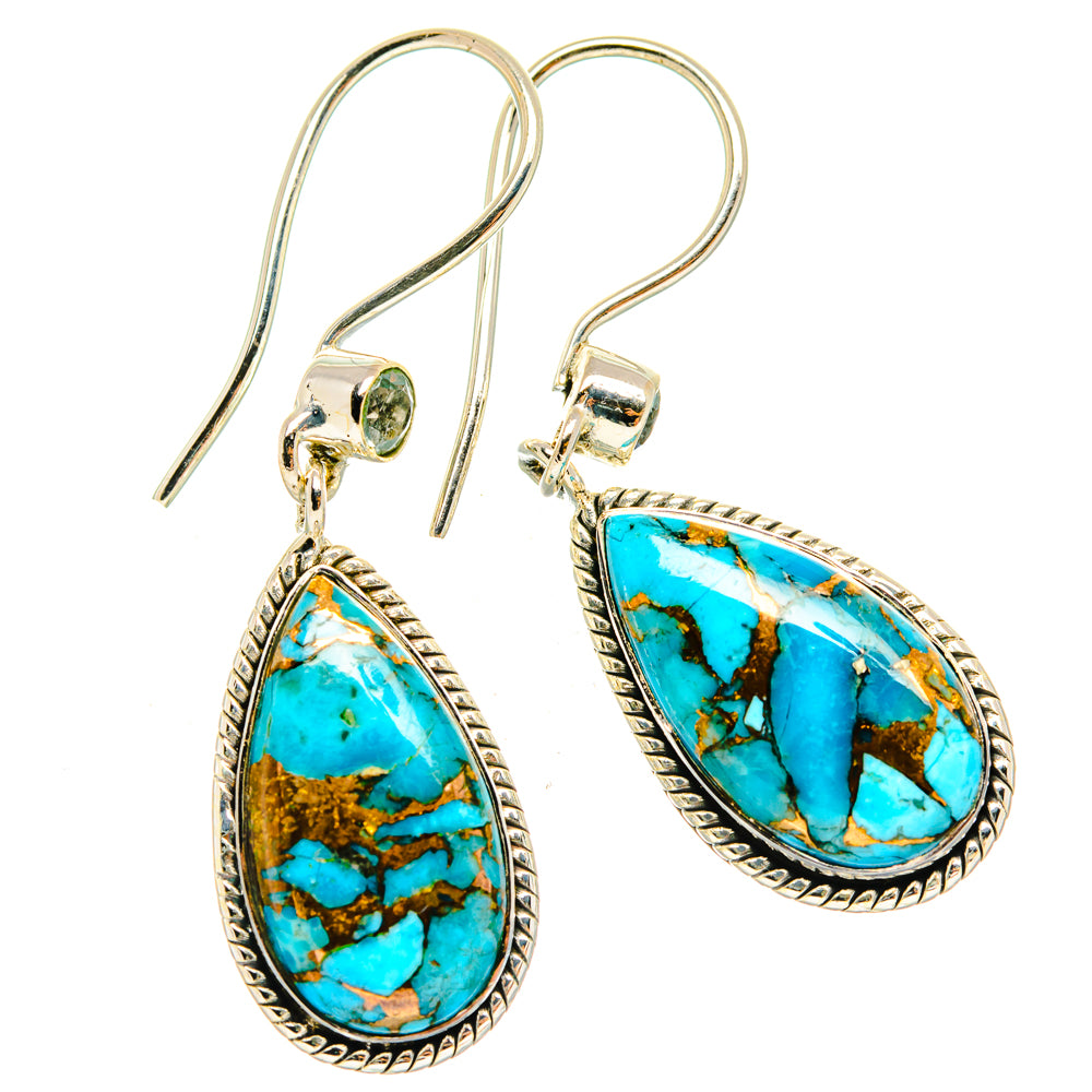 Blue Copper Composite Turquoise Earrings handcrafted by Anasilvercos - EARR428565 - Photo 2