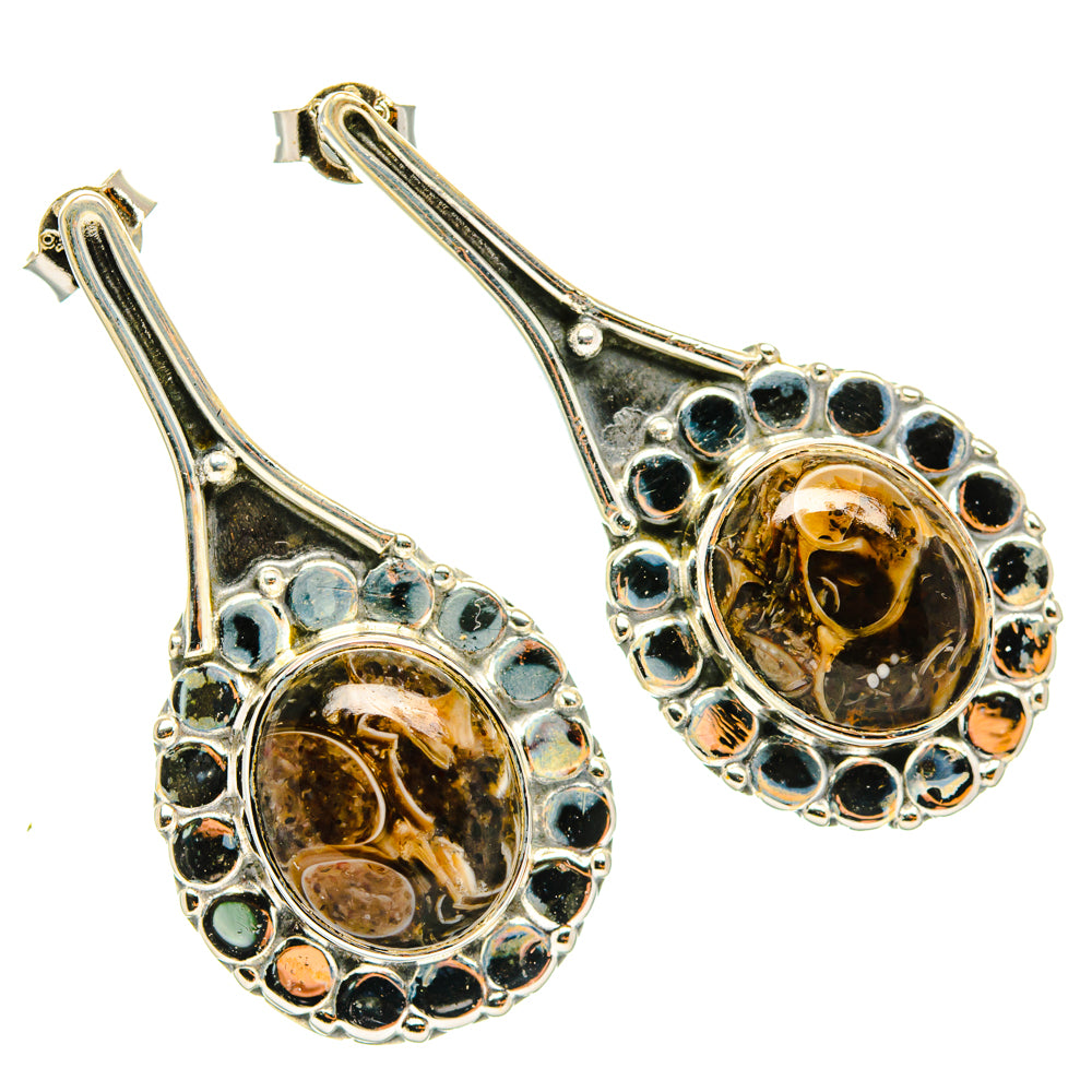 Turritella Agate Earrings handcrafted by Anasilvercos - EARR428574 - Photo 2