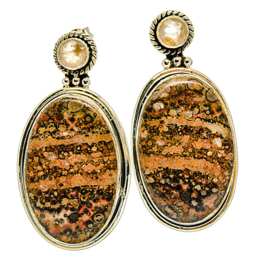 Poppy Jasper, Rose Quartz Earrings handcrafted by Anasilvercos - EARR428592 - Photo 2