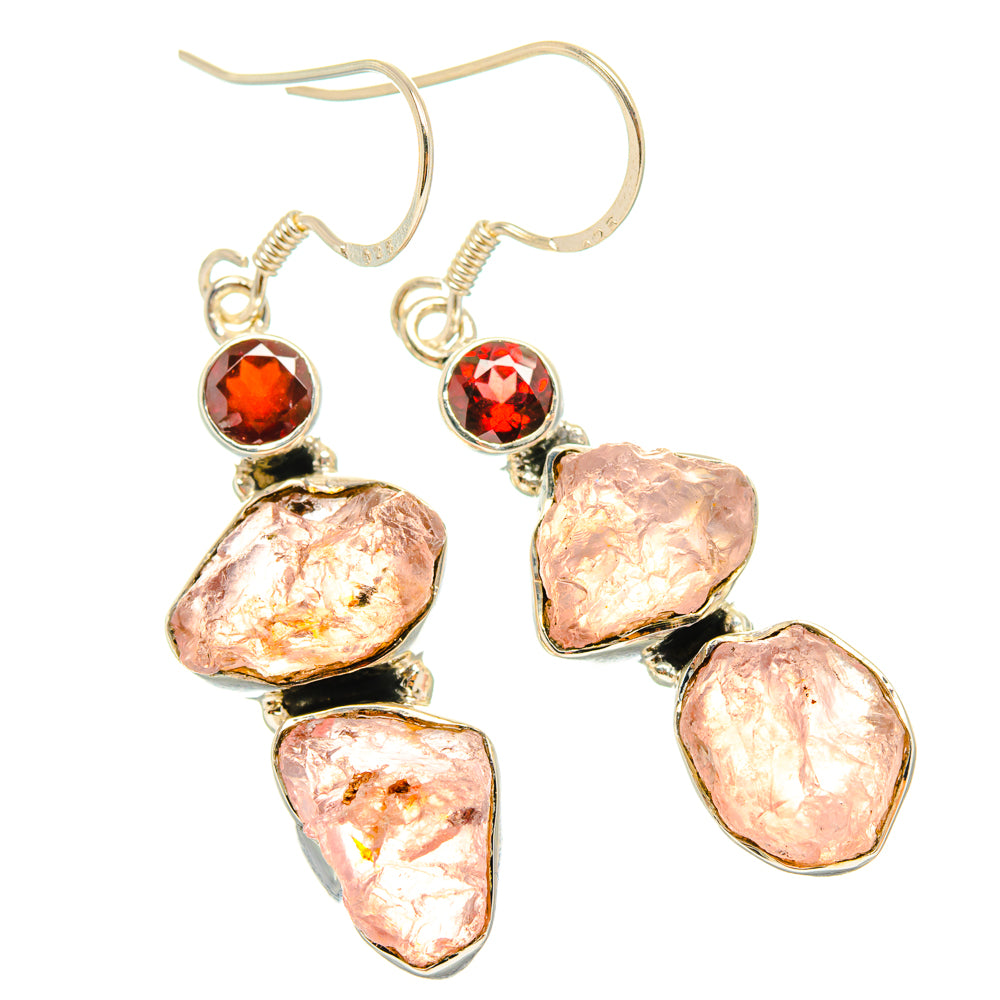 Rose Quartz, Garnet Earrings handcrafted by Anasilvercos - EARR428594 - Photo 2
