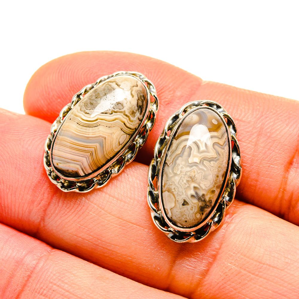 Laguna Lace Agate Earrings handcrafted by Anasilvercos - EARR410935