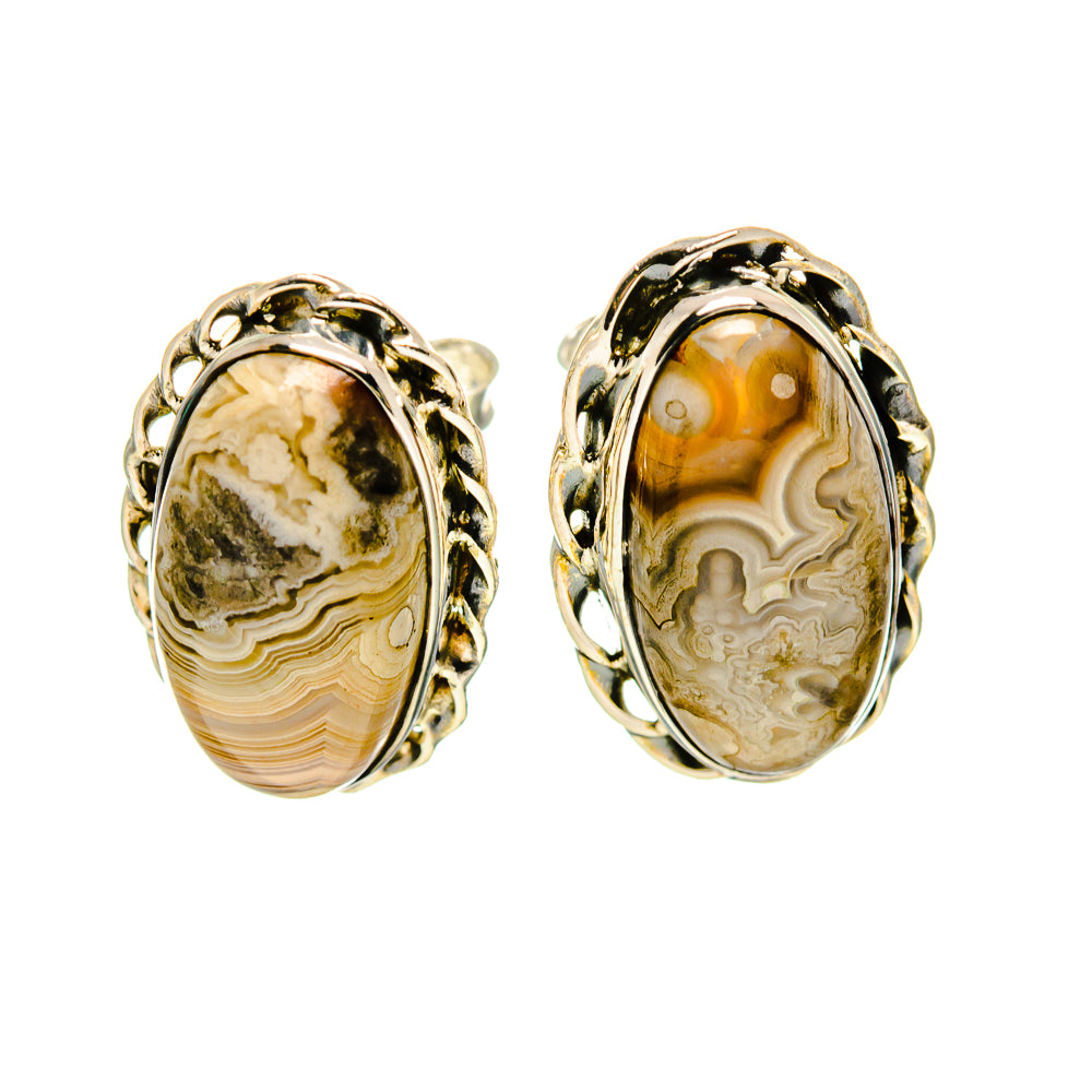 Laguna Lace Agate Earrings handcrafted by Anasilvercos - EARR410935