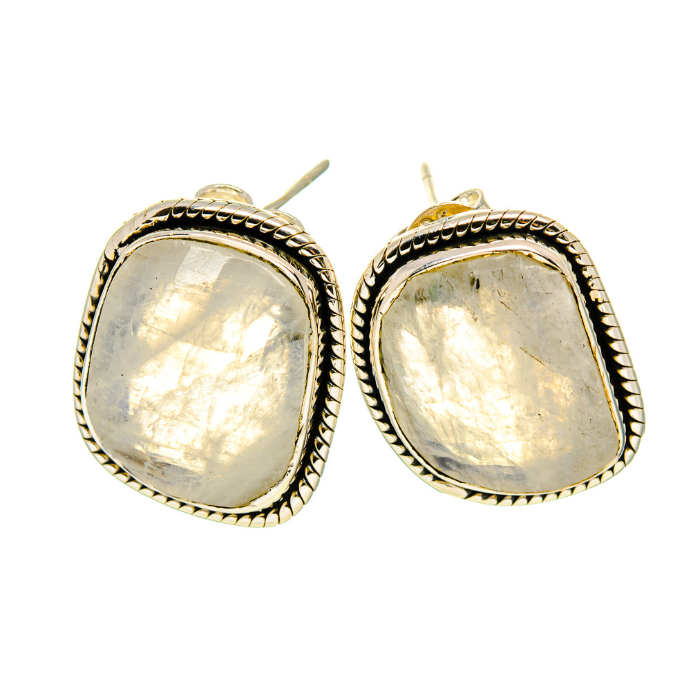 Rainbow Moonstone Earrings handcrafted by Anasilvercos - EARR410937