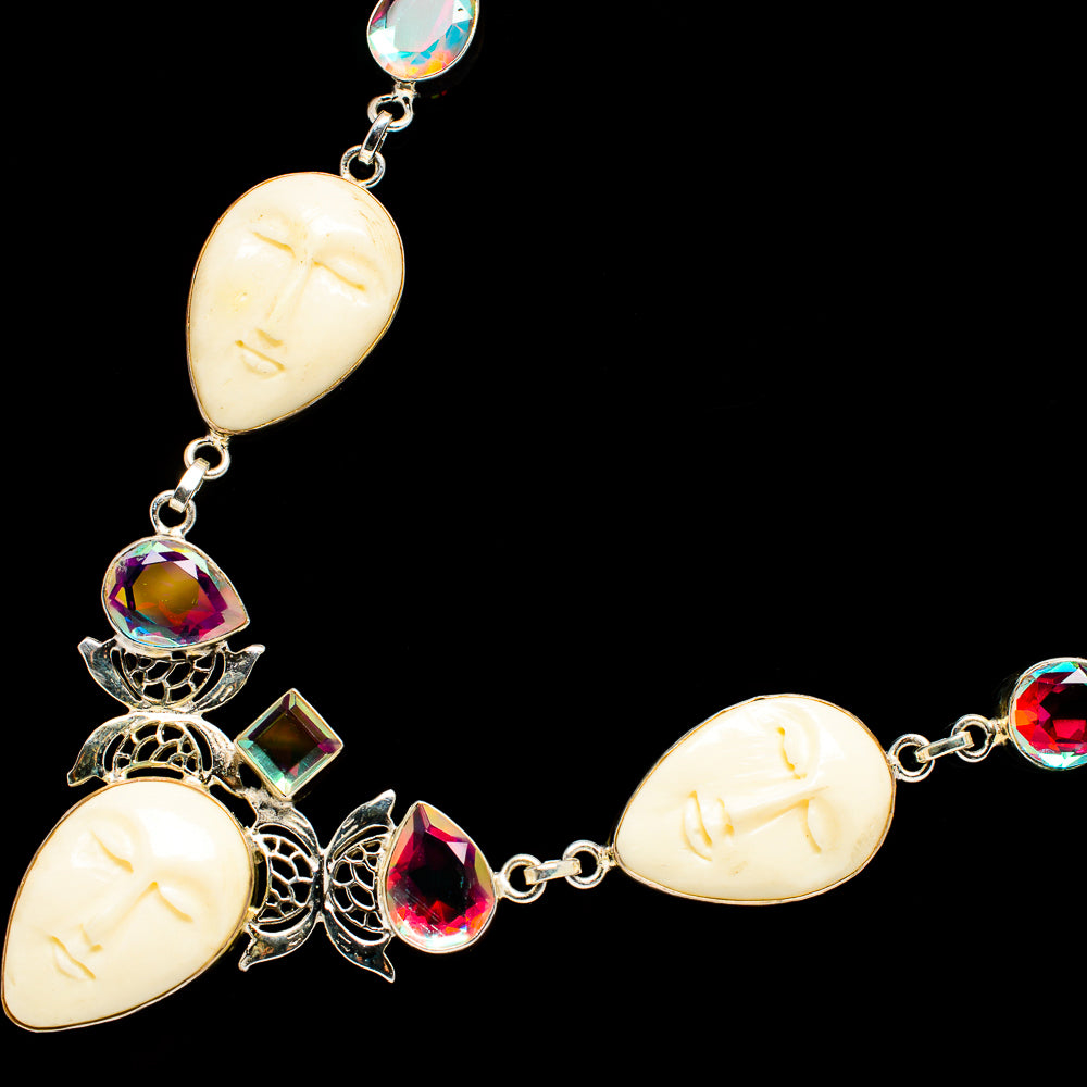 Carved Face, Mystic Topaz Necklaces handcrafted by Anasilvercos - NEC12024