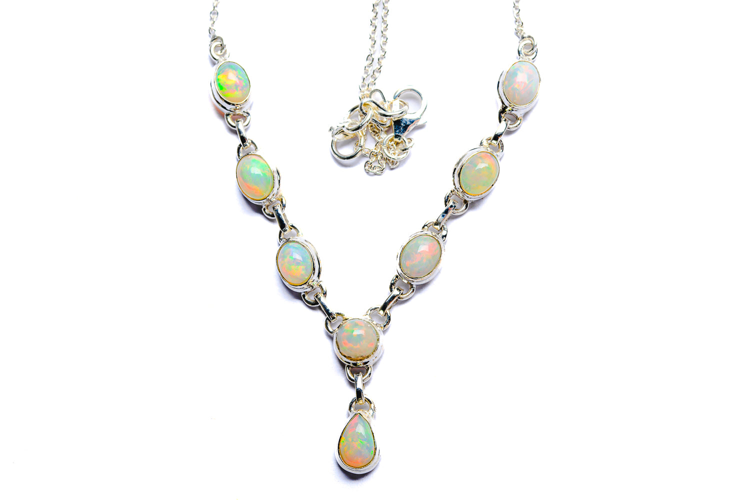 Ethiopian Opal Necklaces handcrafted by Anasilvercos - NEC90001