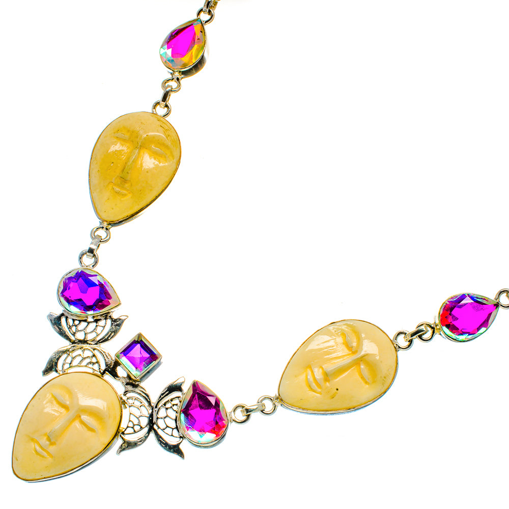 Carved Face, Mystic Topaz Necklaces handcrafted by Anasilvercos - NEC12024