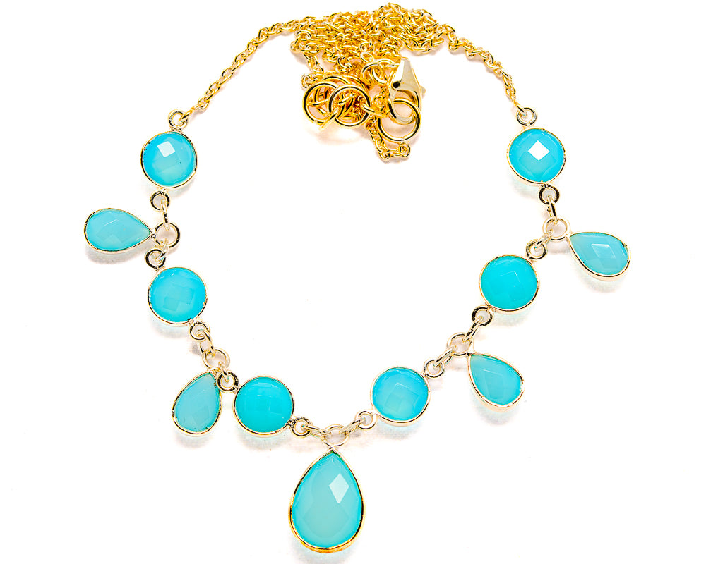 Aqua Chalcedony Necklaces handcrafted by Anasilvercos - NEC90012 - Photo 2