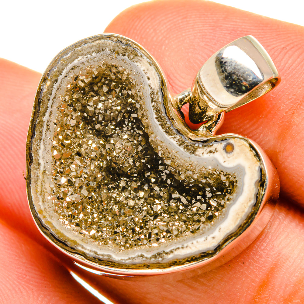 Pyrite Geode Slice Pendants handcrafted by Anasilvercos - PD10005