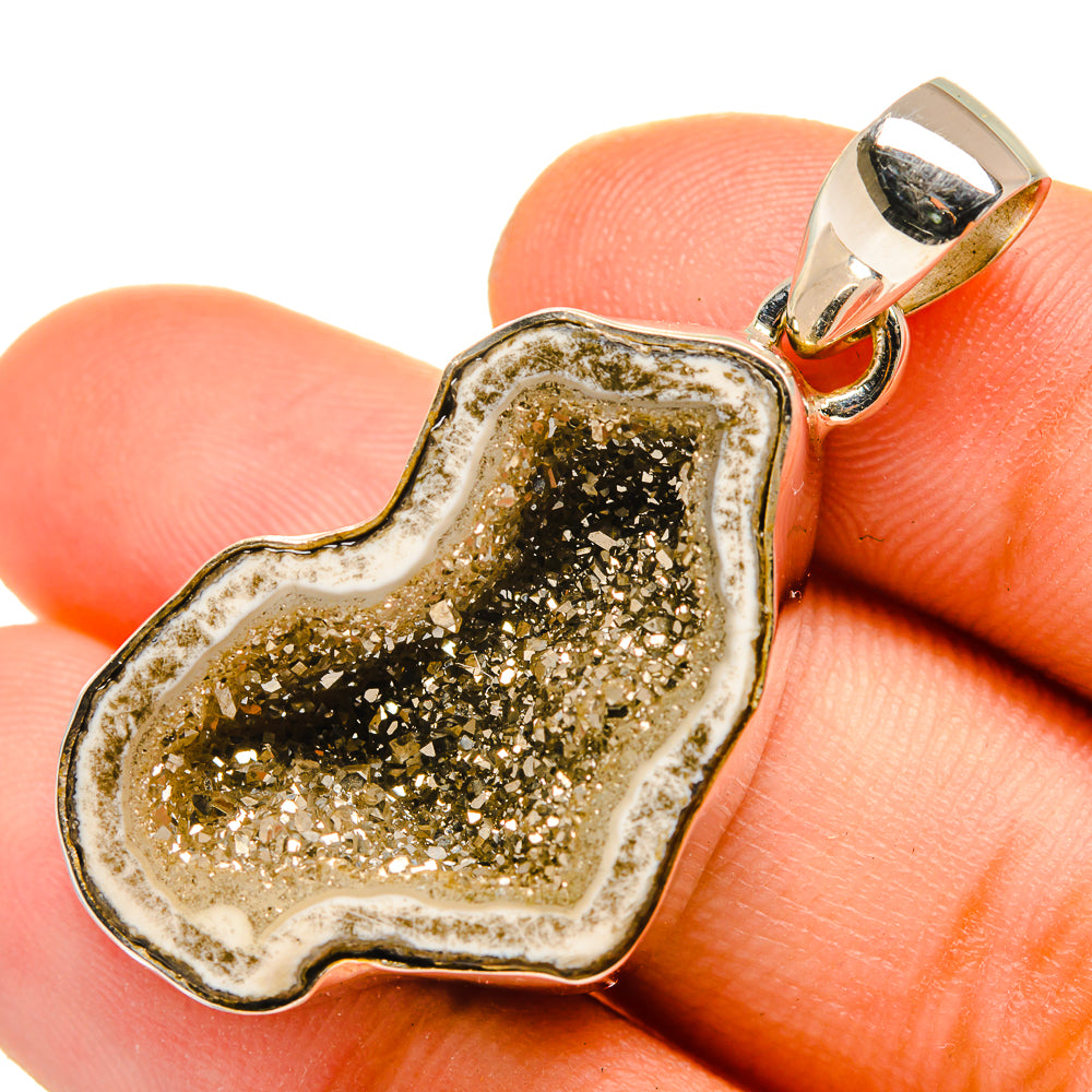 Pyrite Geode Slice Pendants handcrafted by Anasilvercos - PD10006