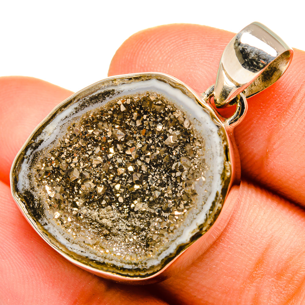 Pyrite Geode Slice Pendants handcrafted by Anasilvercos - PD10008