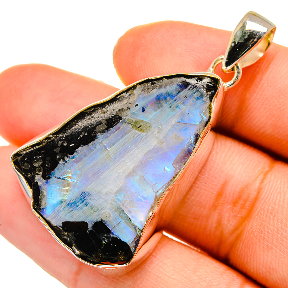 Rainbow Moonstone Pendants handcrafted by Anasilvercos - PD10021