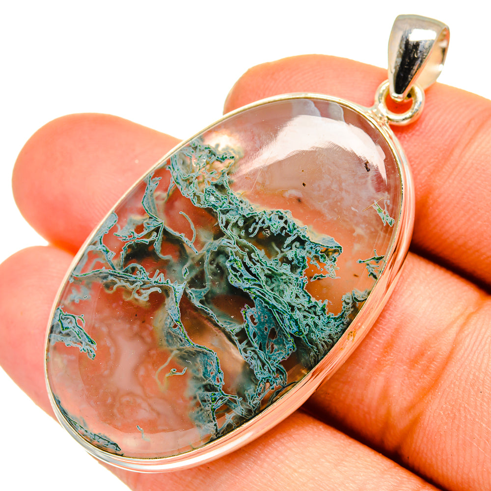 Green Moss Agate Pendants handcrafted by Anasilvercos - PD10049