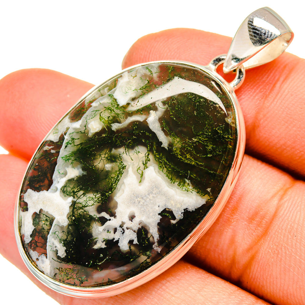 Green Moss Agate Pendants handcrafted by Anasilvercos - PD10050