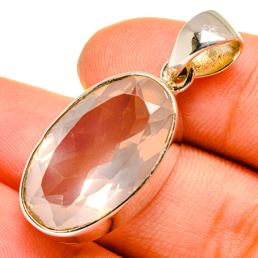Rose Quartz Pendants handcrafted by Anasilvercos - PD10059