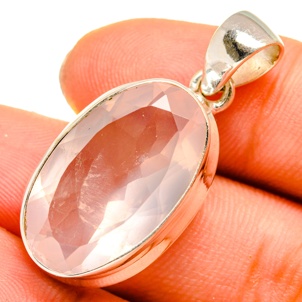 Rose Quartz Pendants handcrafted by Anasilvercos - PD10060