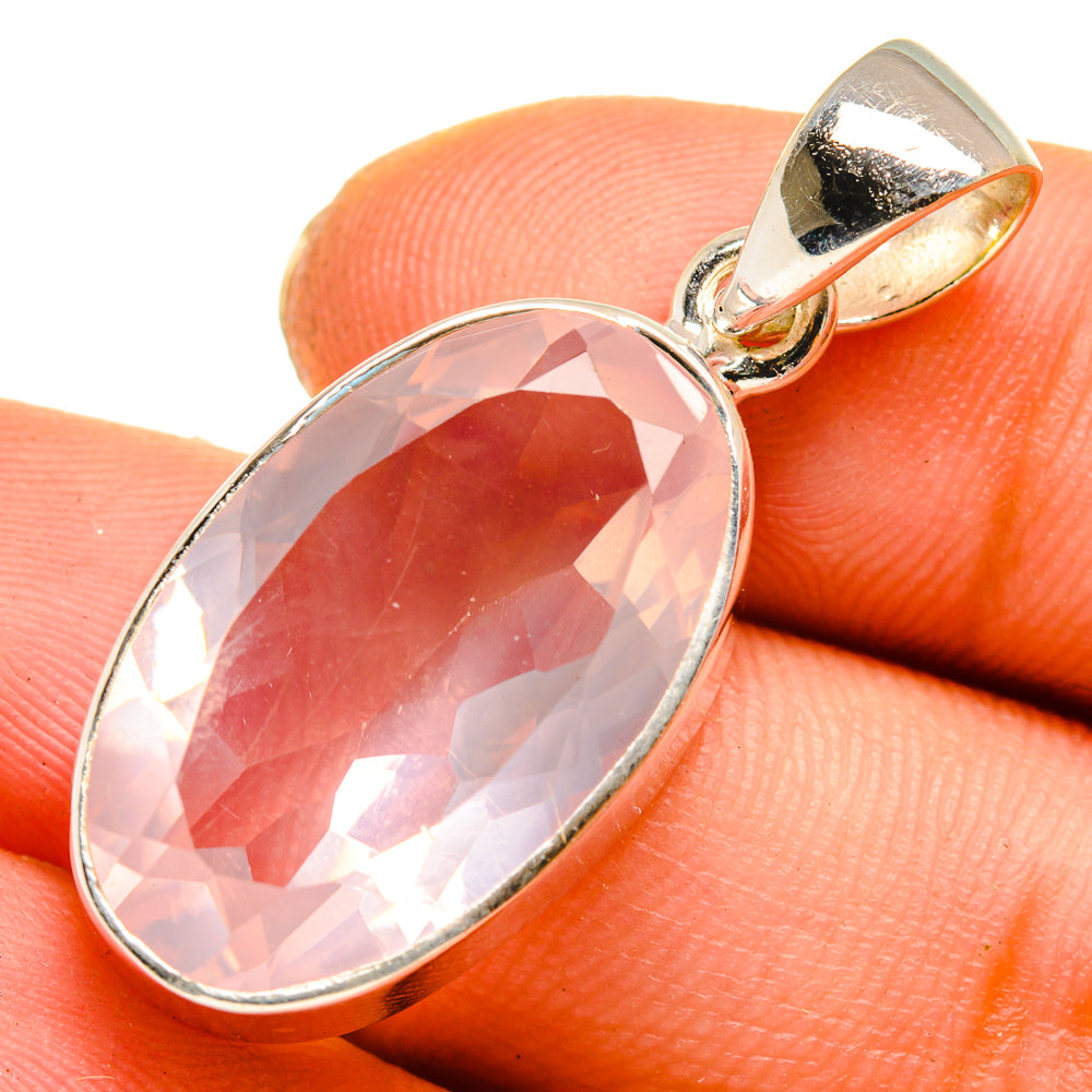Rose Quartz Pendants handcrafted by Anasilvercos - PD10061