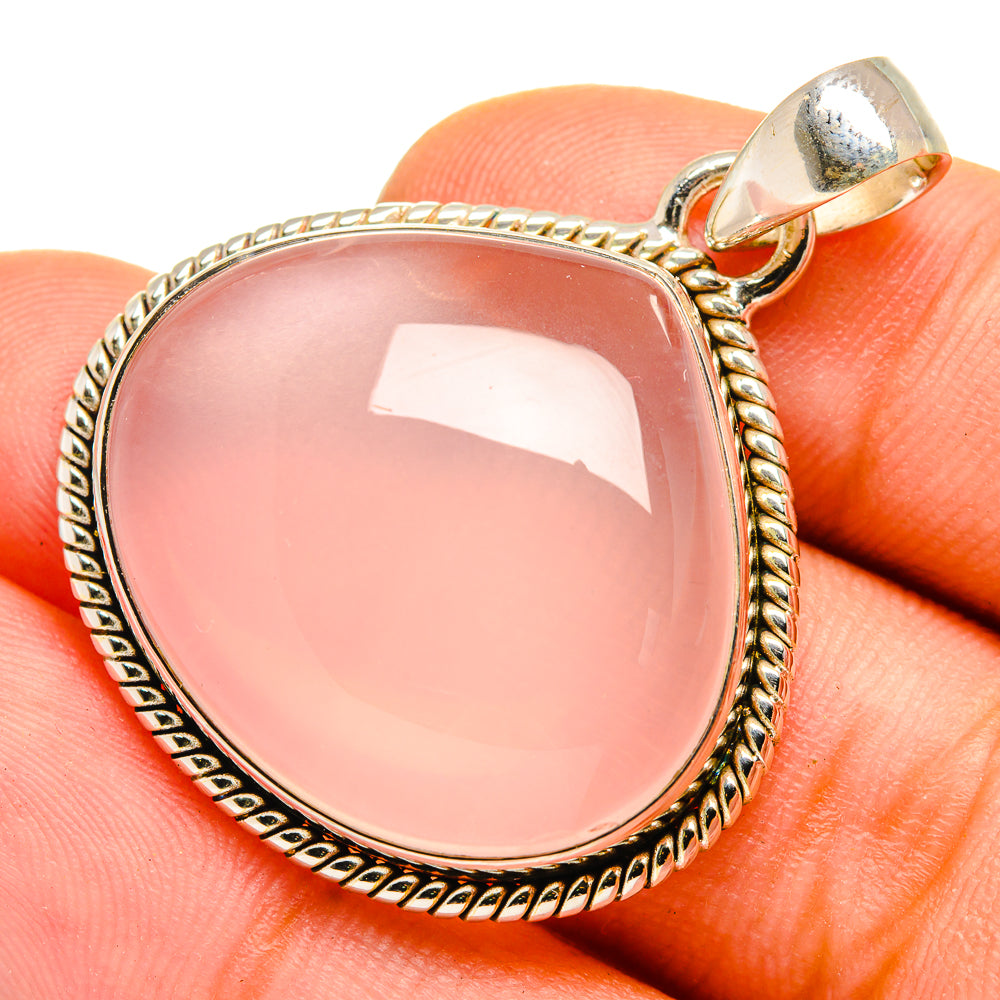 Rose Quartz Pendants handcrafted by Anasilvercos - PD10070
