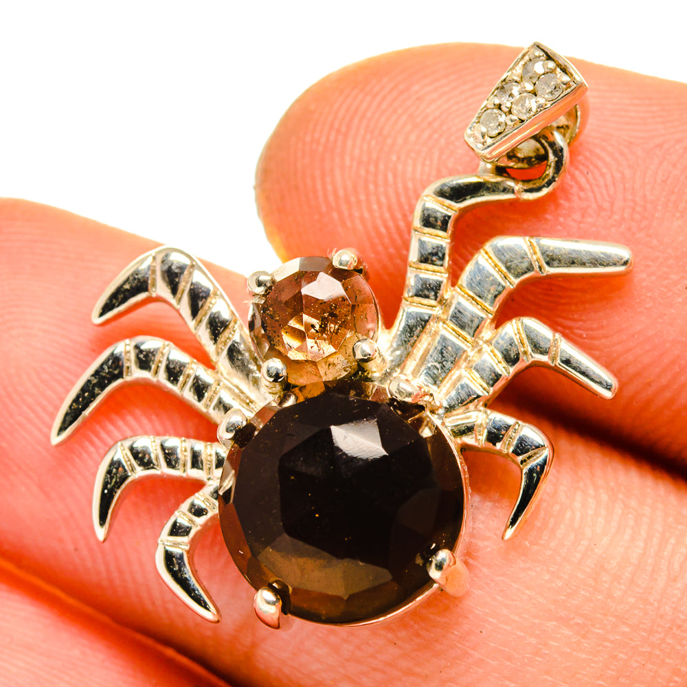 Smoky Quartz Spider Pendants handcrafted by Anasilvercos - PD10118