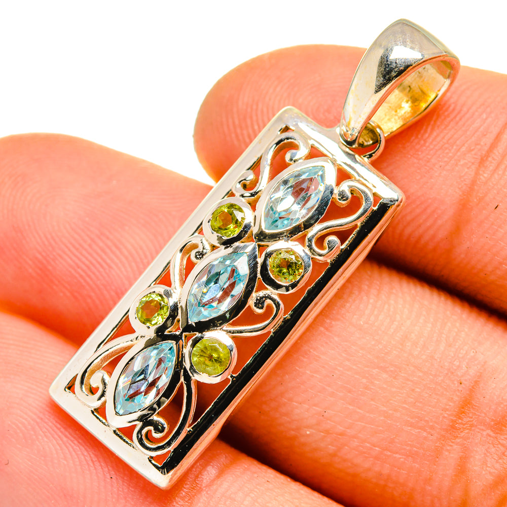 Blue Topaz Pendants handcrafted by Anasilvercos - PD10119