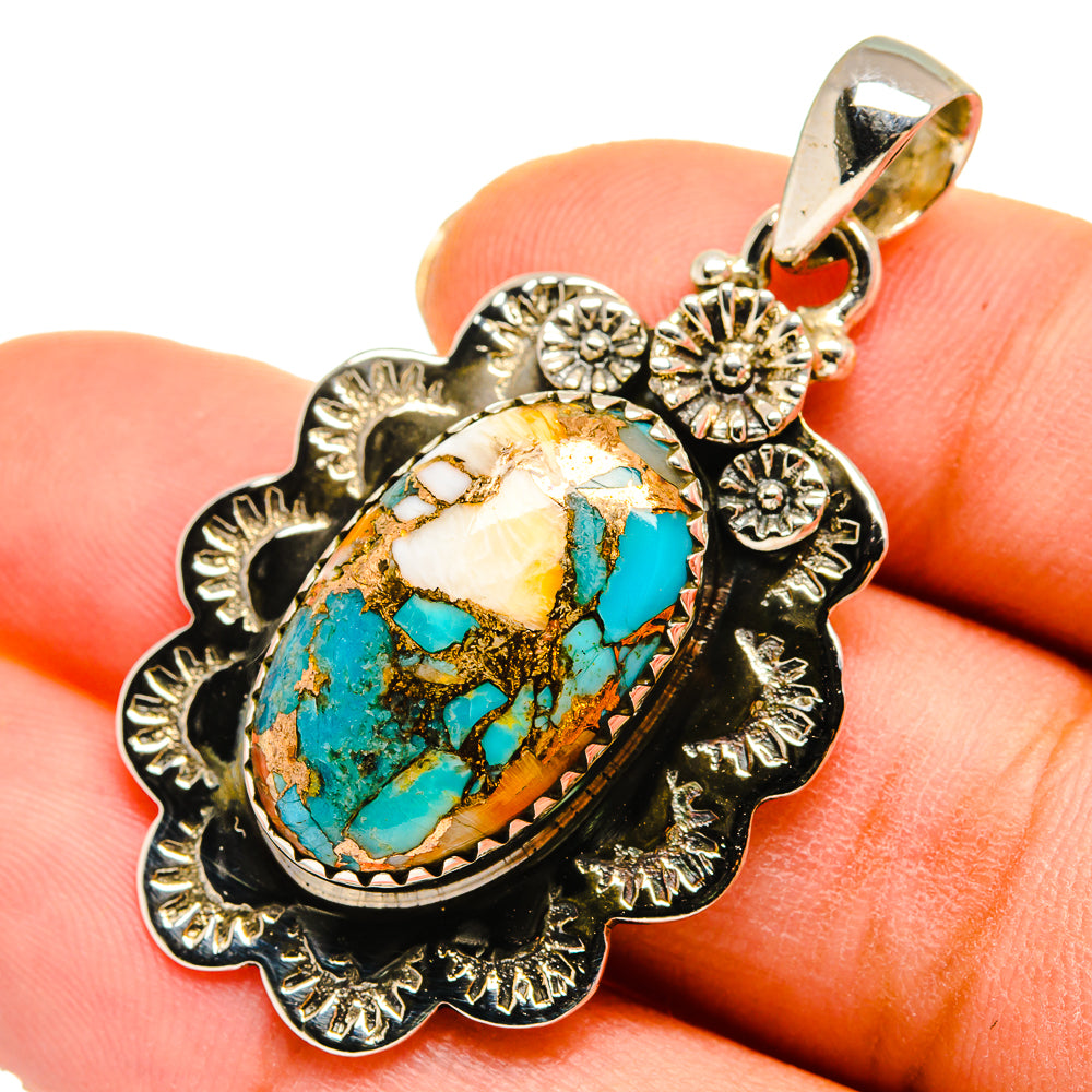Blue Copper Composite Turquoise Pendants handcrafted by Anasilvercos - PD10147