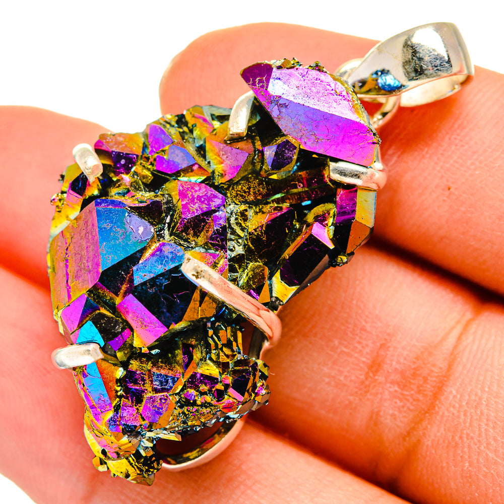 Titanium Sunshine Druzy Pendants handcrafted by Anasilvercos - PD10158