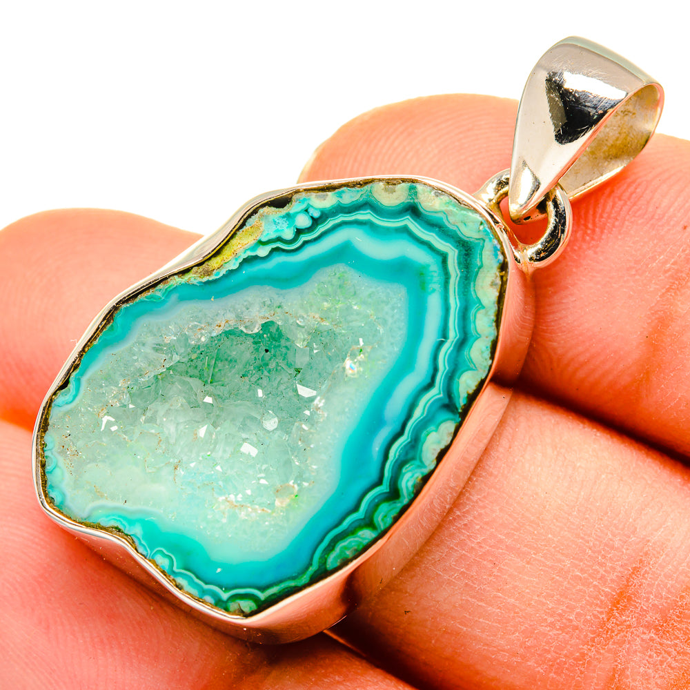 Green Geode Slice Pendants handcrafted by Anasilvercos - PD10168