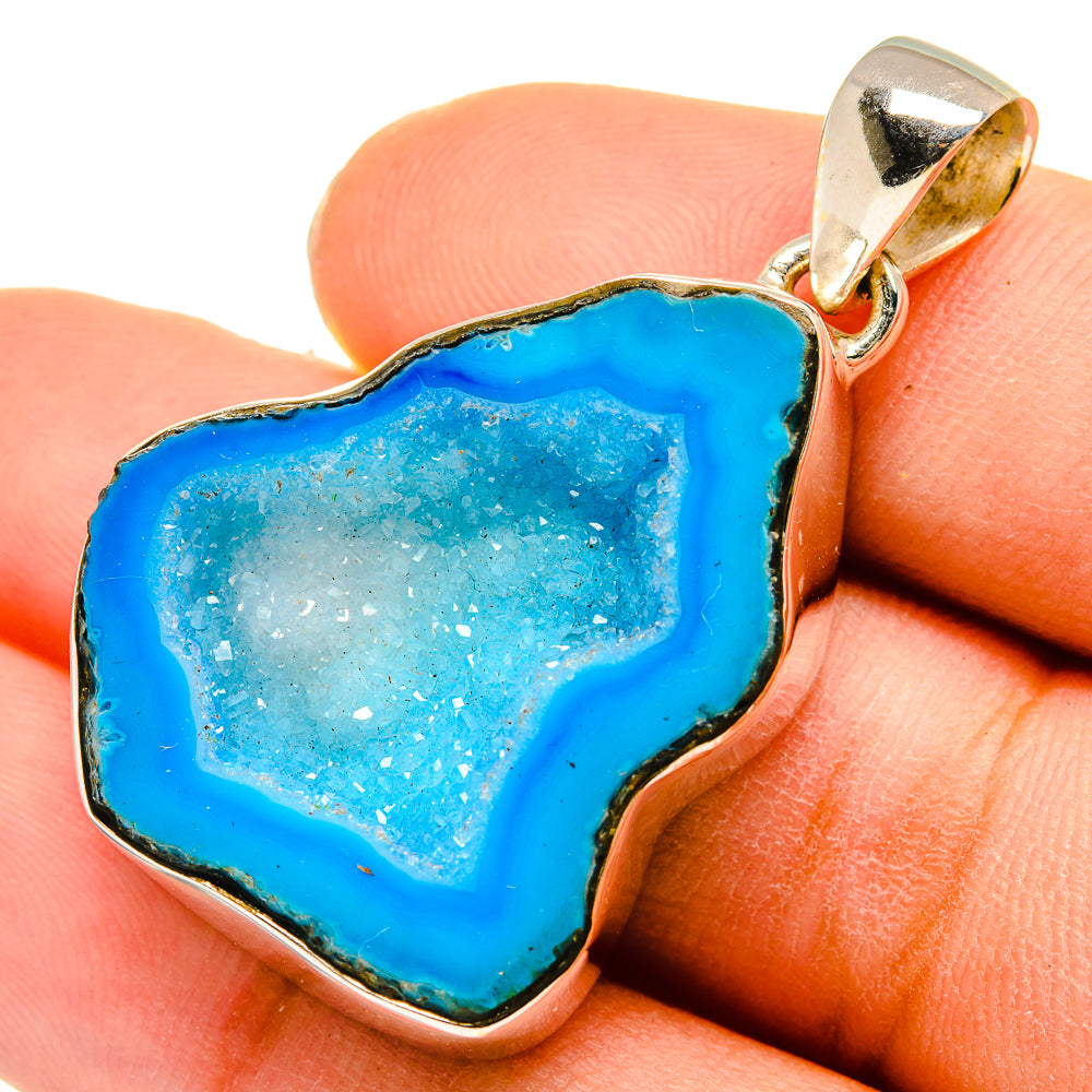 Blue Geode Slice Pendants handcrafted by Anasilvercos - PD10169