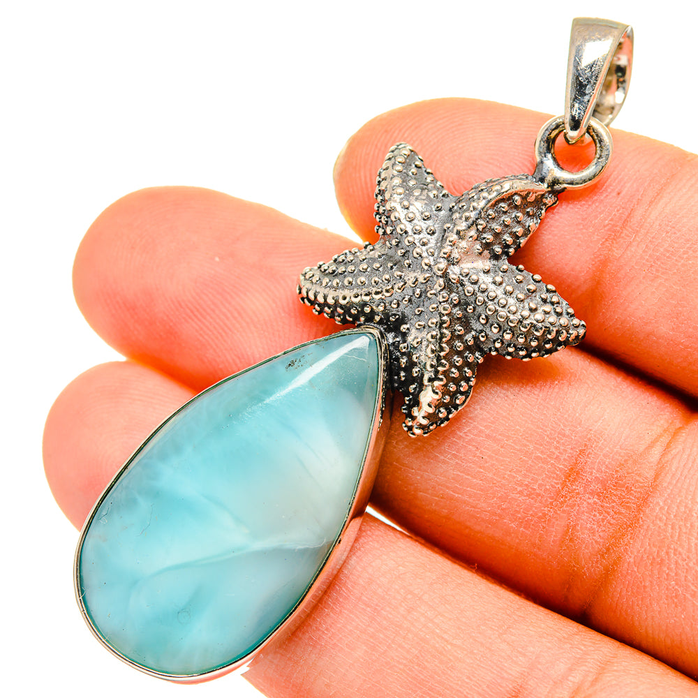 Larimar Starfish Pendants handcrafted by Anasilvercos - PD10176