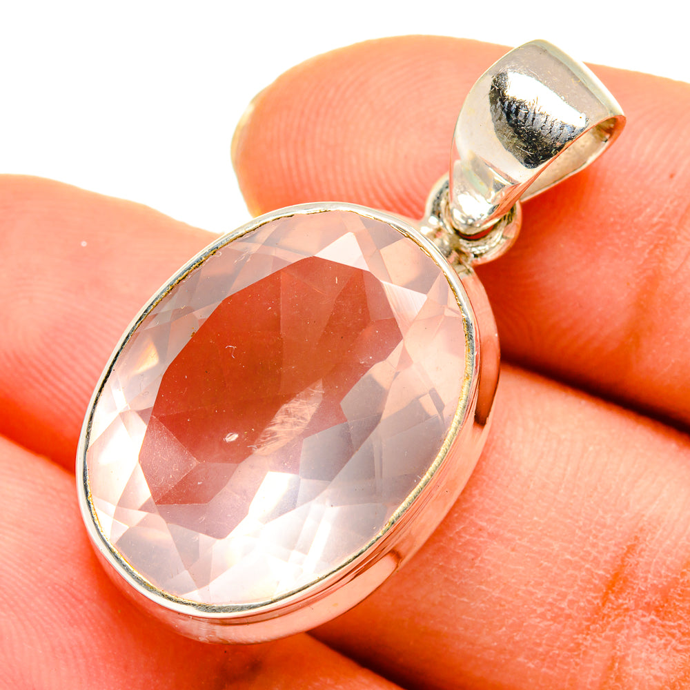 Rose Quartz Pendants handcrafted by Anasilvercos - PD10181