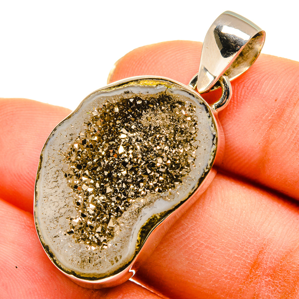 Pyrite Geode Slice Pendants handcrafted by Anasilvercos - PD10212