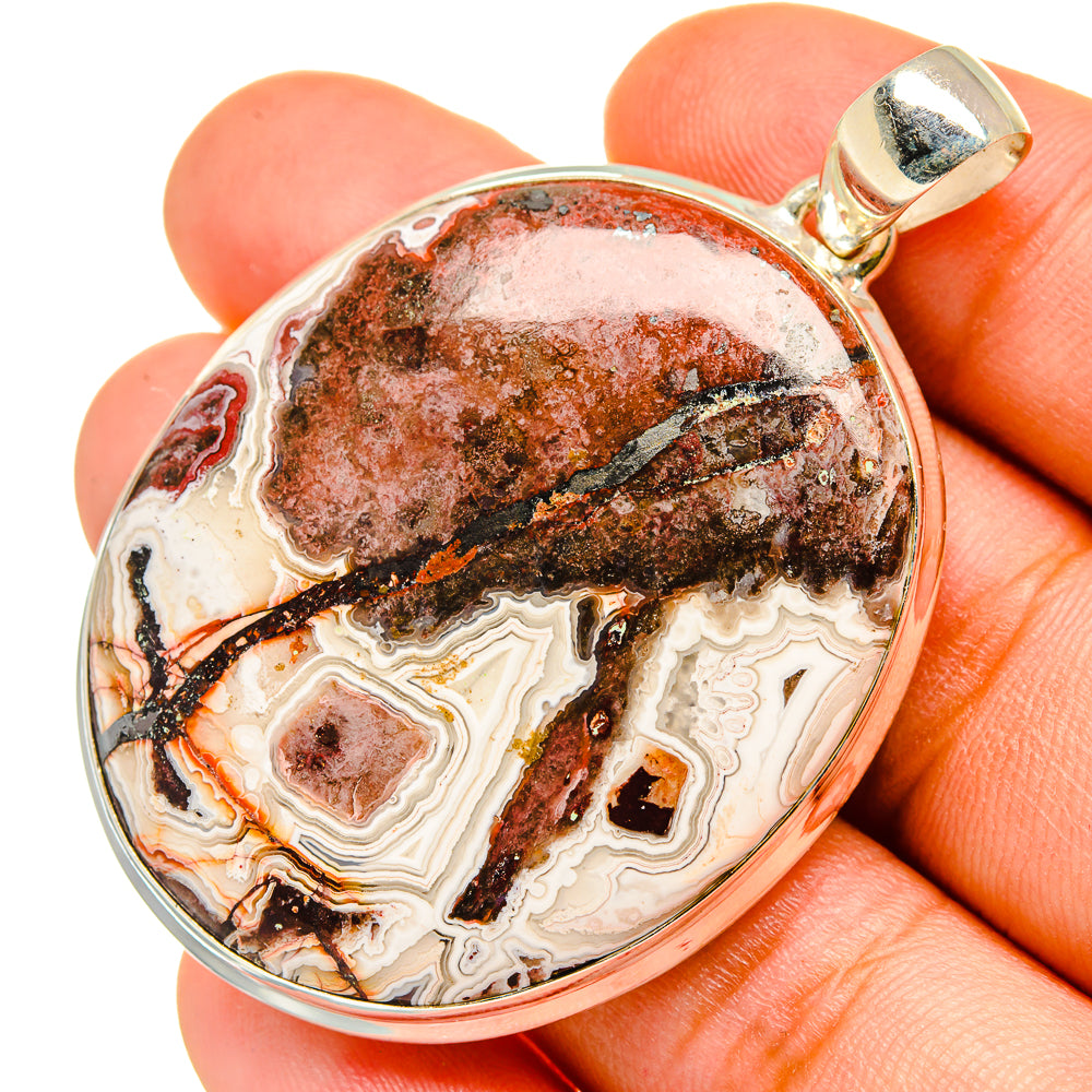 Crazy Lace Agate Pendants handcrafted by Anasilvercos - PD10247