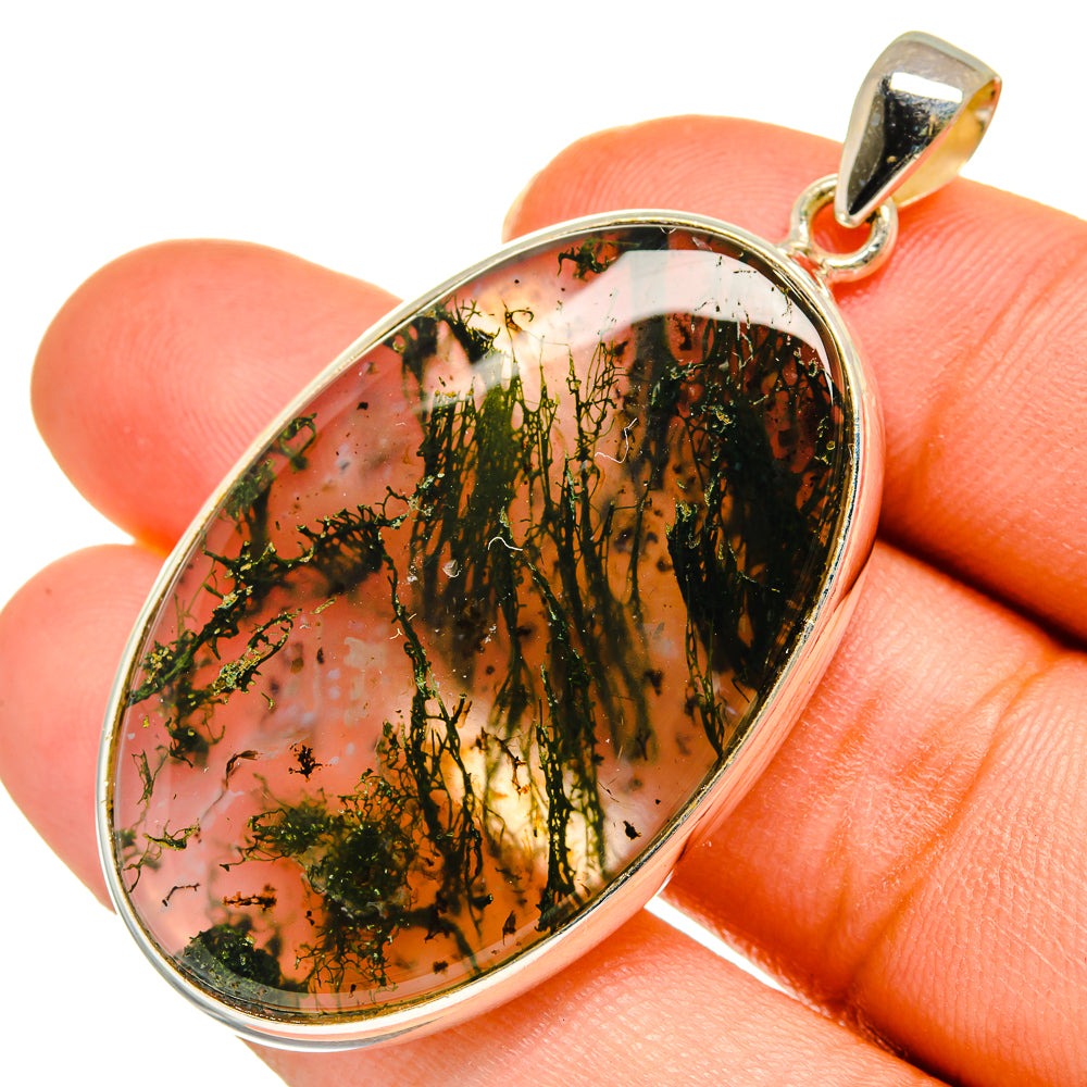 Green Moss Agate Pendants handcrafted by Anasilvercos - PD10255