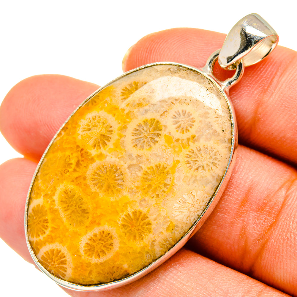 Fossil Coral Pendants handcrafted by Anasilvercos - PD10272
