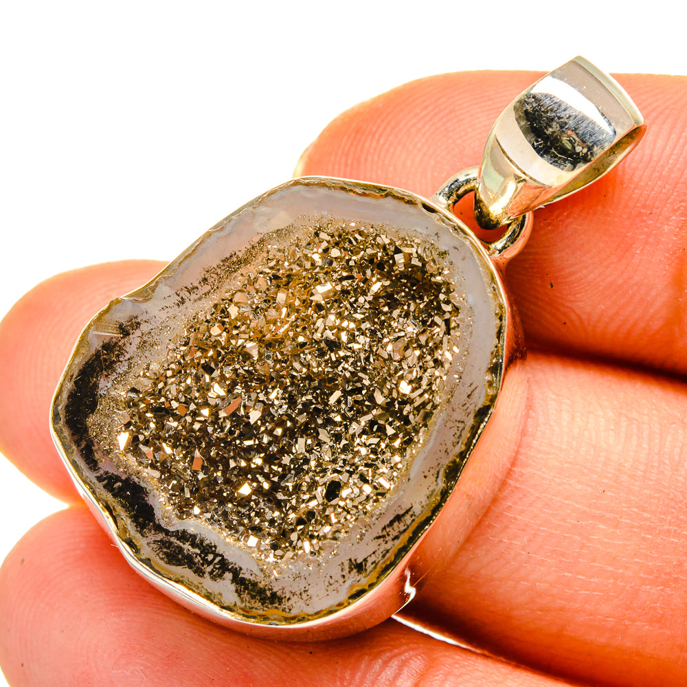 Metallic Coconut Druzy Pendants handcrafted by Anasilvercos - PD10277