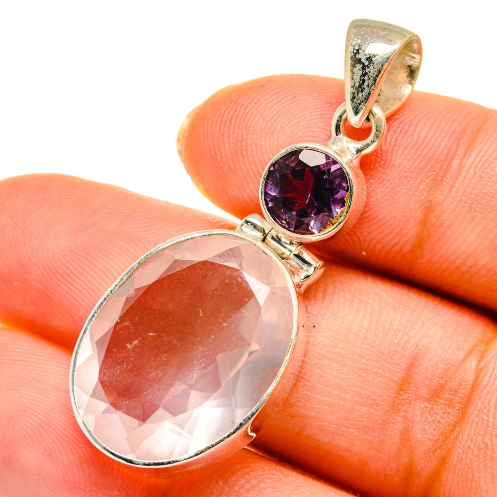 Rose Quartz Pendants handcrafted by Anasilvercos - PD10303