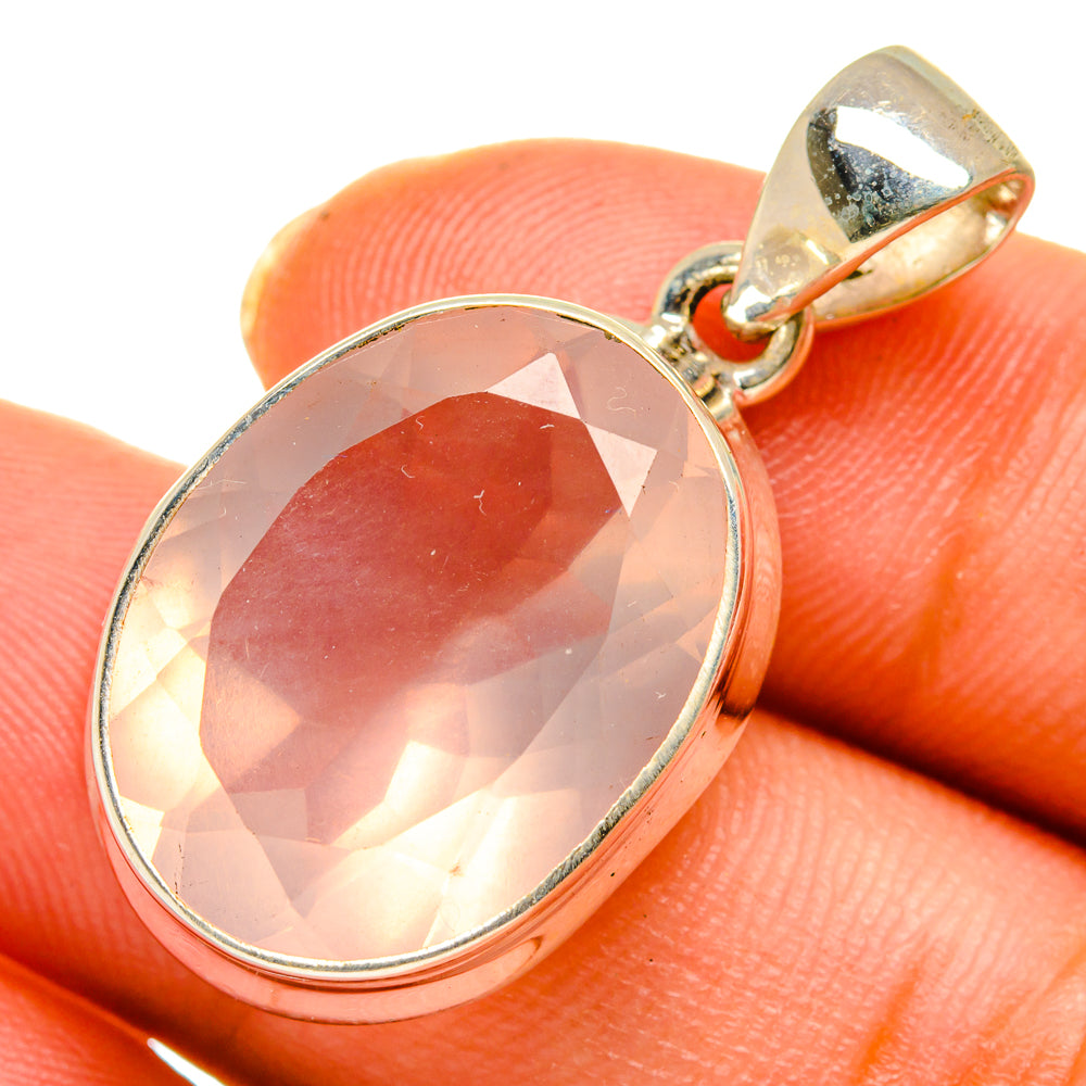 Rose Quartz Pendants handcrafted by Anasilvercos - PD10308