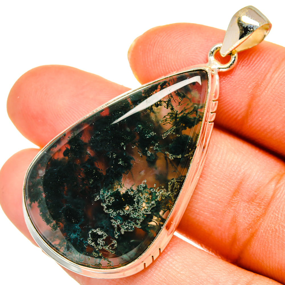 Green Moss Agate Pendants handcrafted by Anasilvercos - PD10316