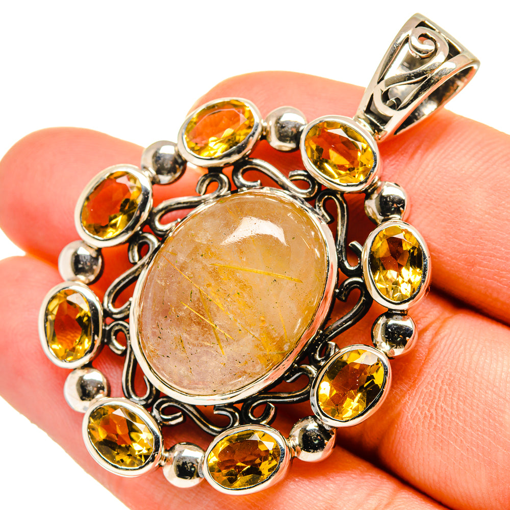 Rutilated Quartz Pendants handcrafted by Anasilvercos - PD10354