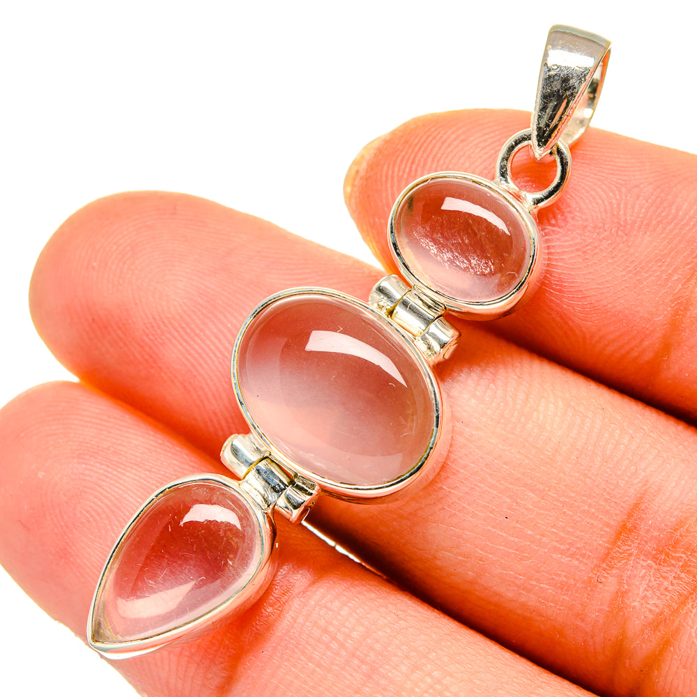 Rose Quartz Pendants handcrafted by Anasilvercos - PD10360