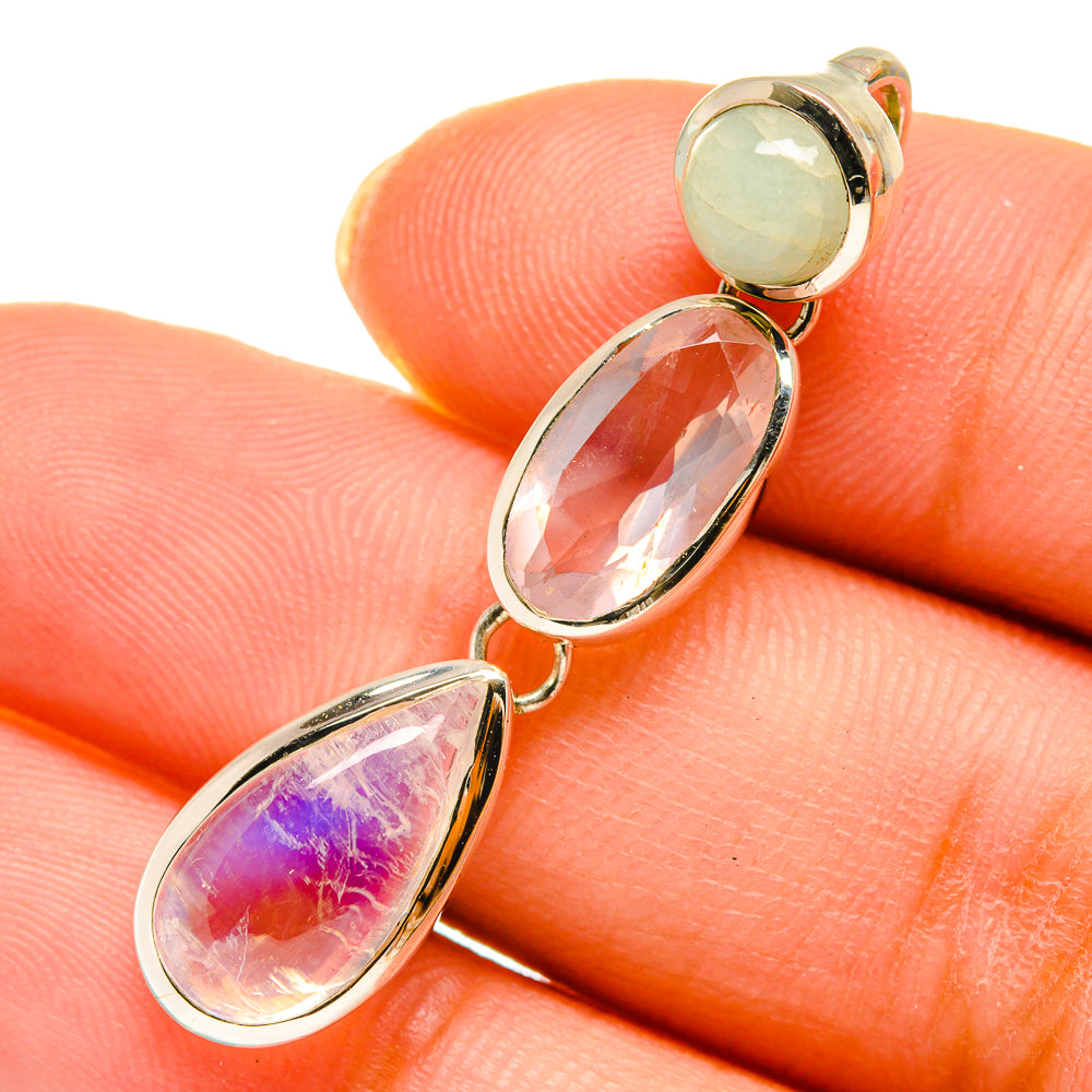 Rainbow Moonstone Pendants handcrafted by Anasilvercos - PD10411