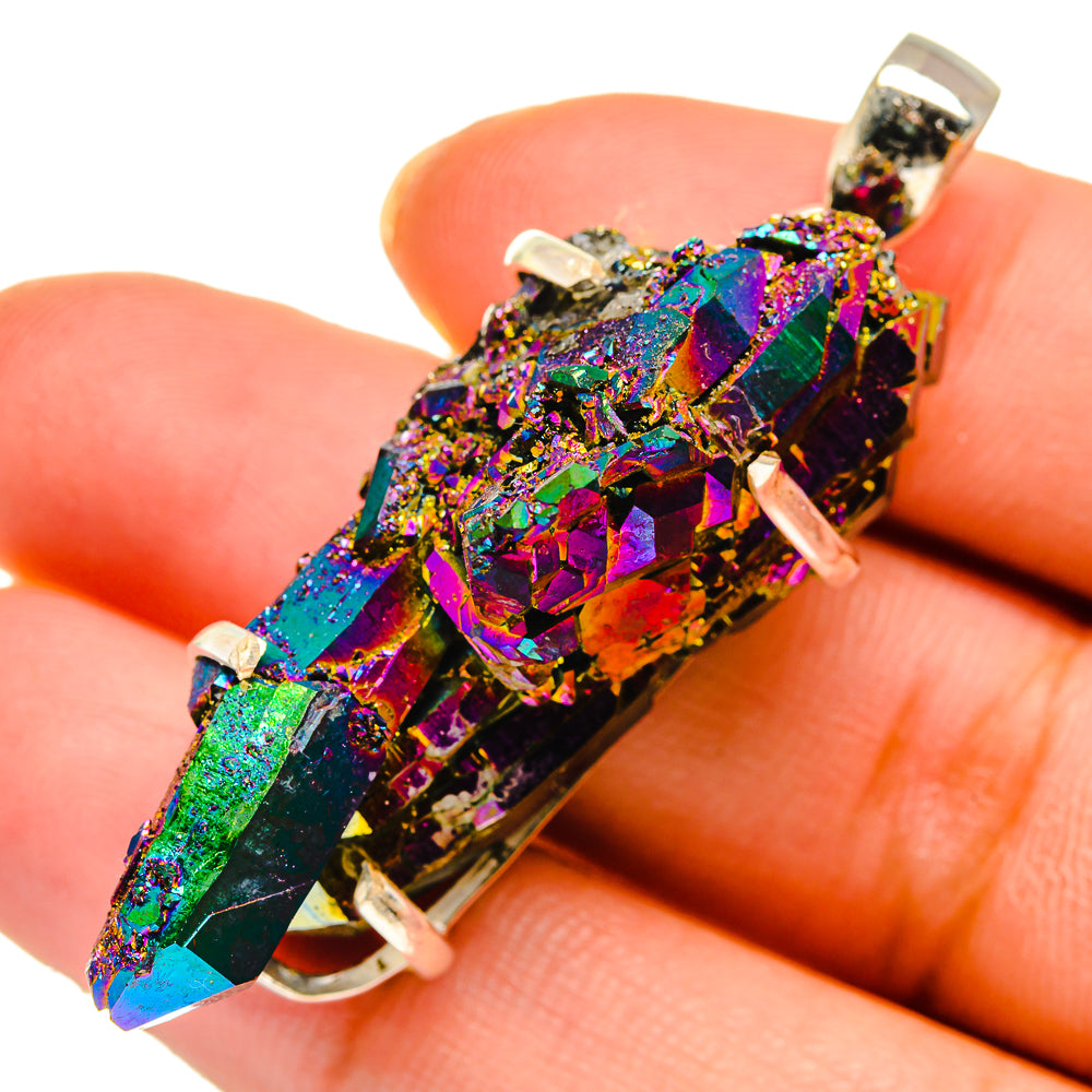 Titanium Sunshine Druzy Pendants handcrafted by Anasilvercos - PD10413