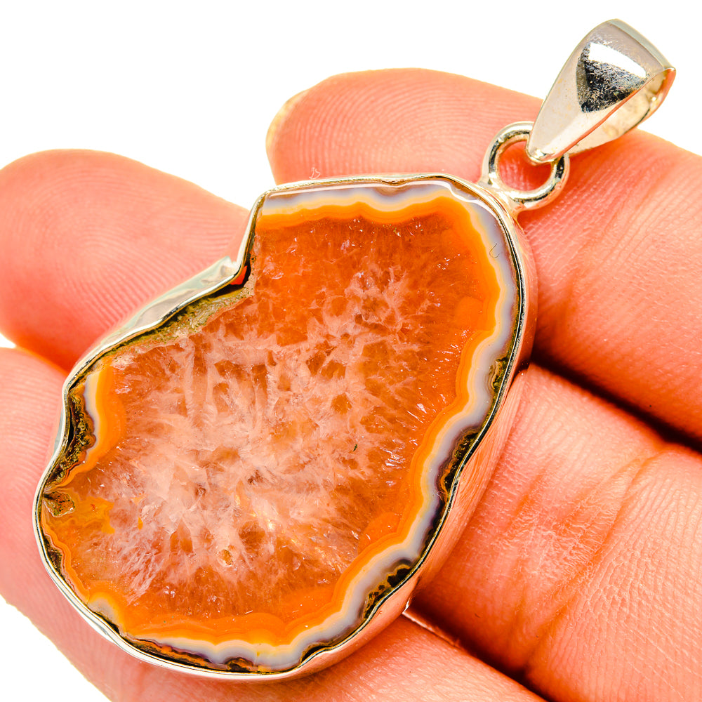 Orange Geode Slice Pendants handcrafted by Anasilvercos - PD10513