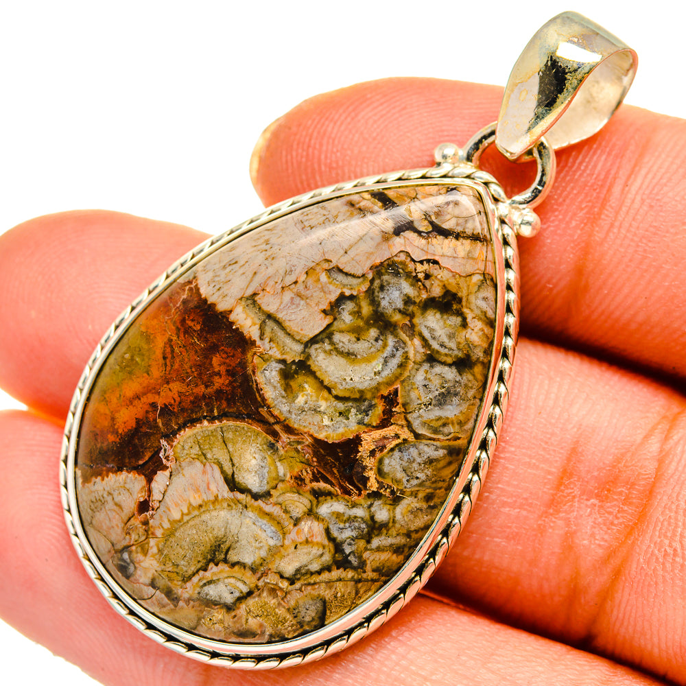 Mushroom Rhyolite Pendants handcrafted by Anasilvercos - PD10618
