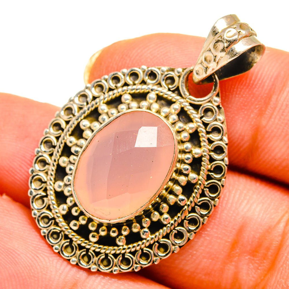 Rose Quartz Pendants handcrafted by Anasilvercos - PD10645