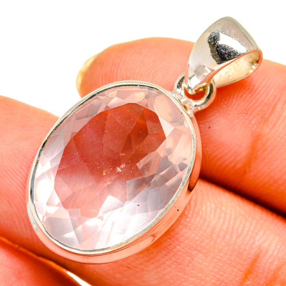 Rose Quartz Pendants handcrafted by Anasilvercos - PD10668