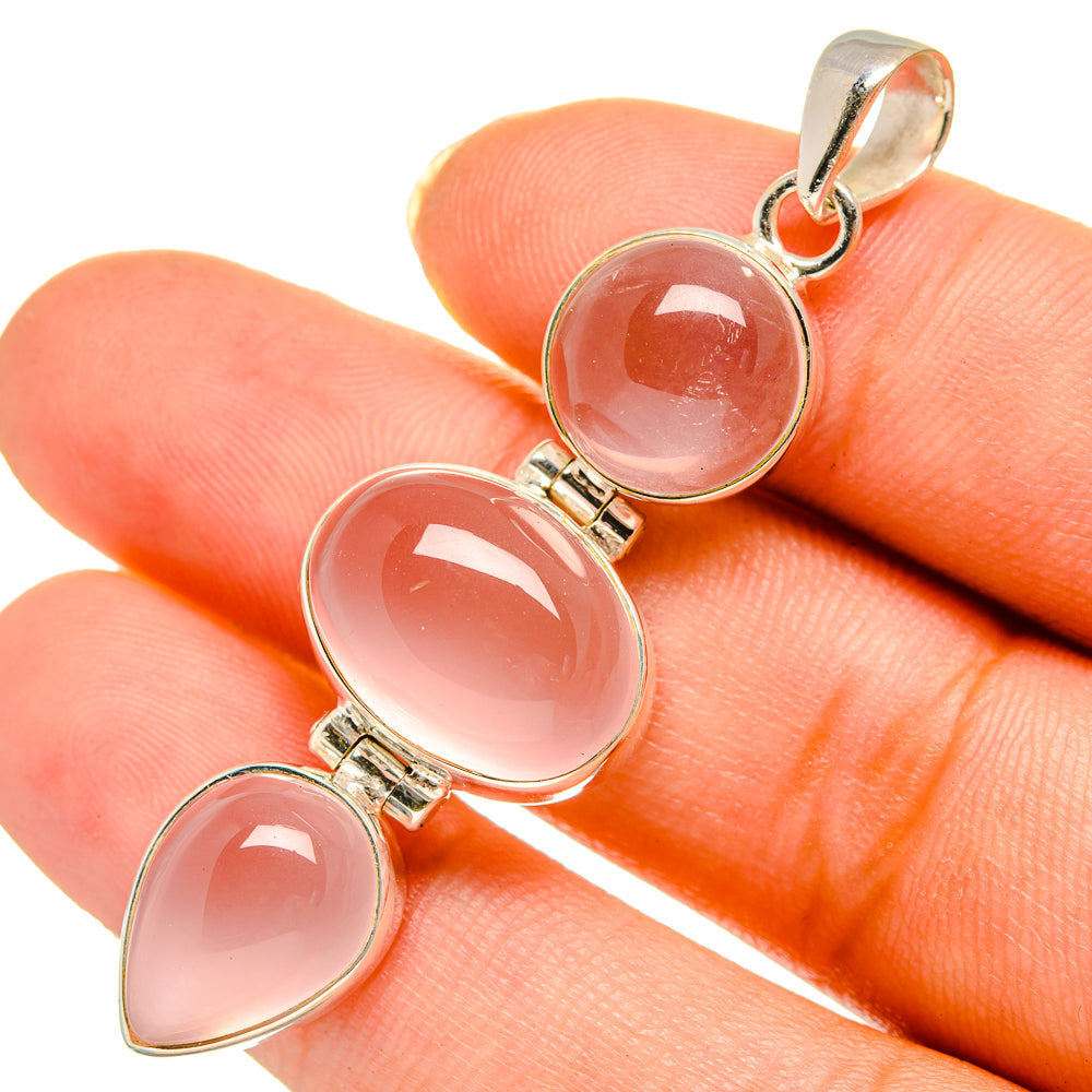 Rose Quartz Pendants handcrafted by Anasilvercos - PD10674