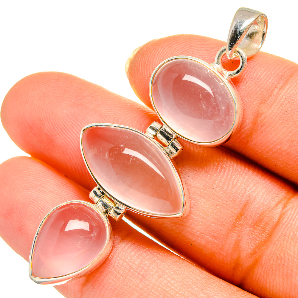 Rose Quartz Pendants handcrafted by Anasilvercos - PD10675