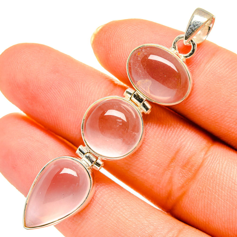 Rose Quartz Pendants handcrafted by Anasilvercos - PD10676