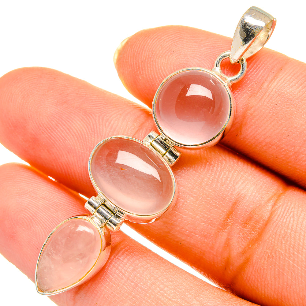 Rose Quartz Pendants handcrafted by Anasilvercos - PD10678